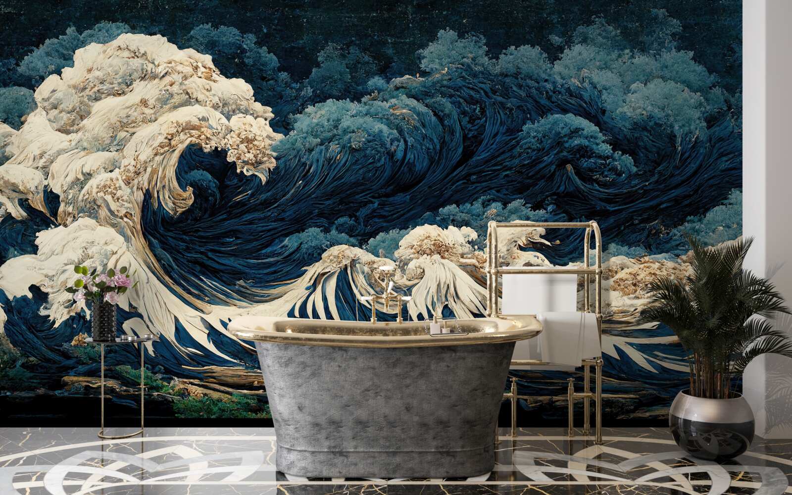 Fototapeta obraz morských vĺn pod nočnou oblohou