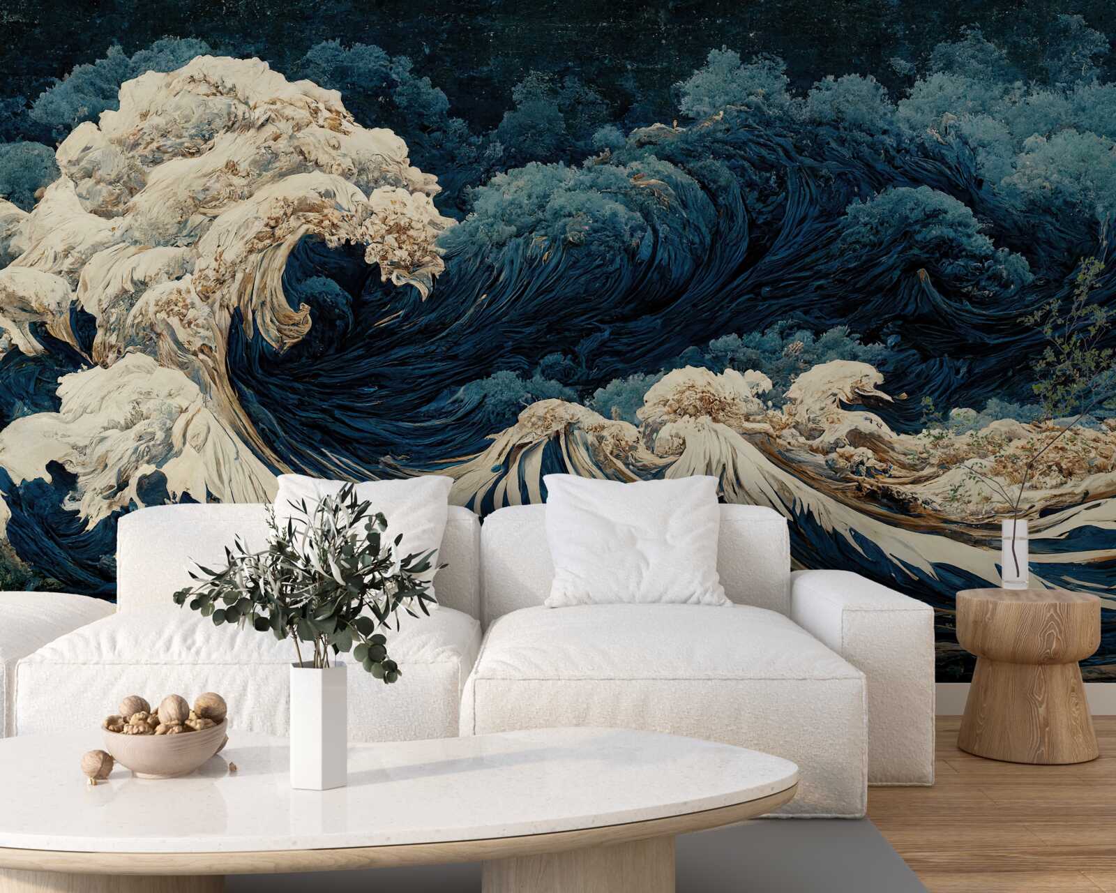 Fototapeta obraz morských vĺn pod nočnou oblohou