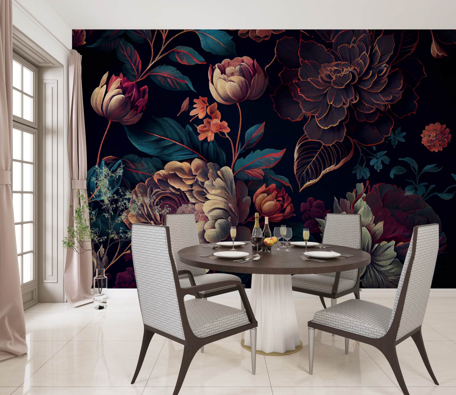 Fototapeta zmes tmavých krásnych kvetov