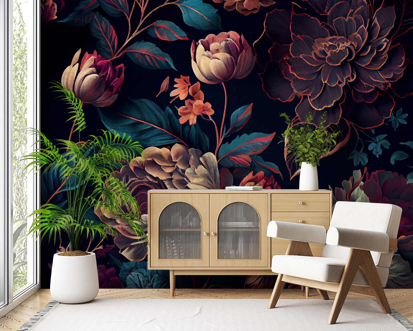 Fototapeta zmes tmavých krásnych kvetov