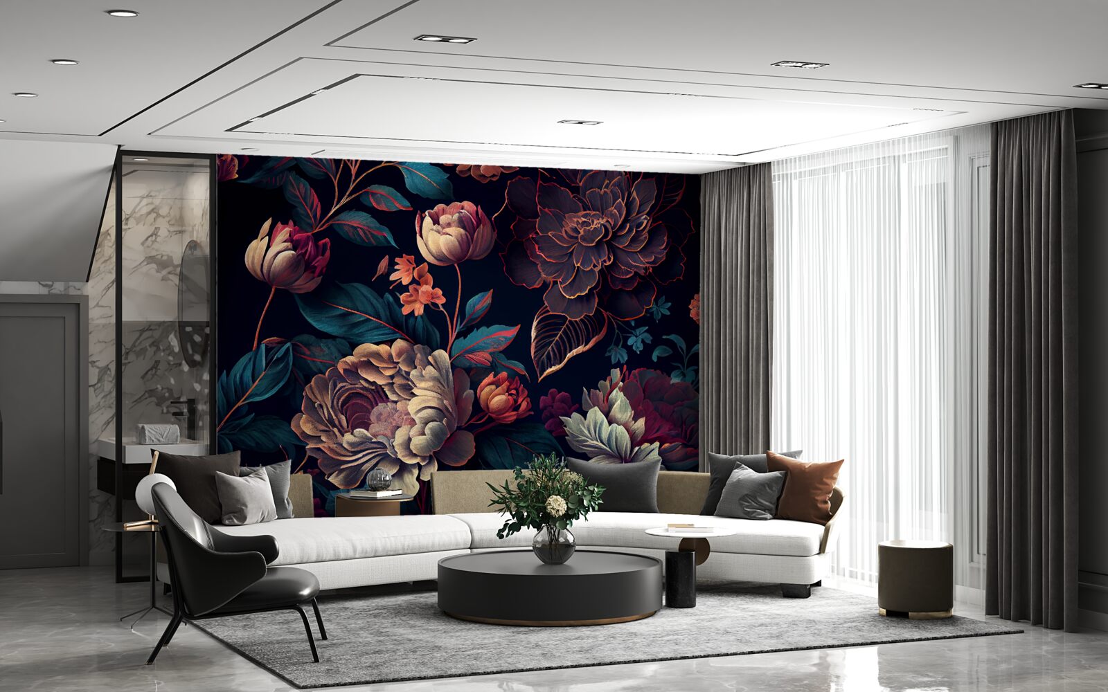 Fototapeta zmes tmavých krásnych kvetov