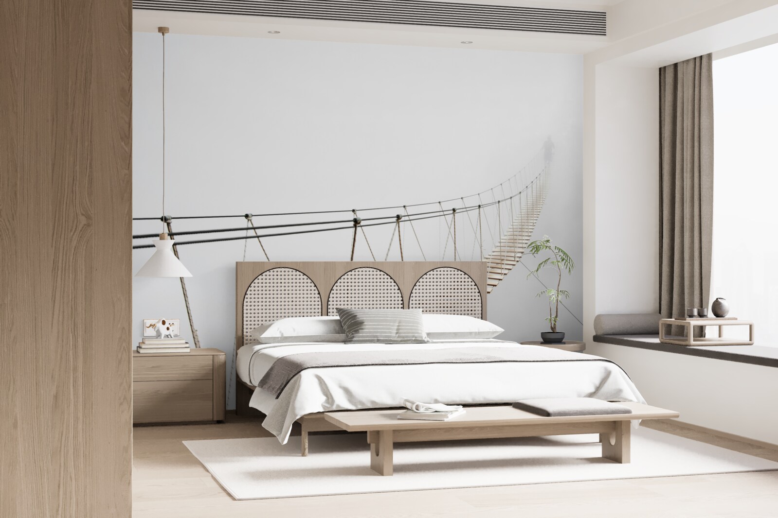 Fototapeta hmla nad visutým mostom