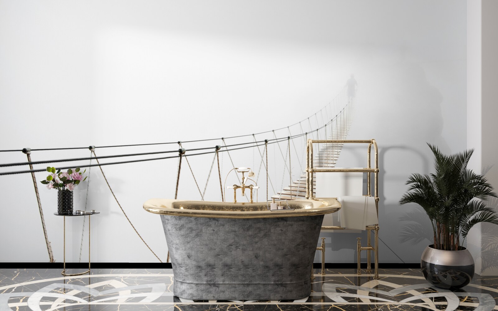 Fototapeta hmla nad visutým mostom