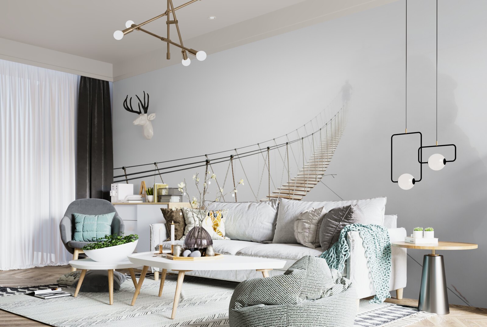 Fototapeta hmla nad visutým mostom