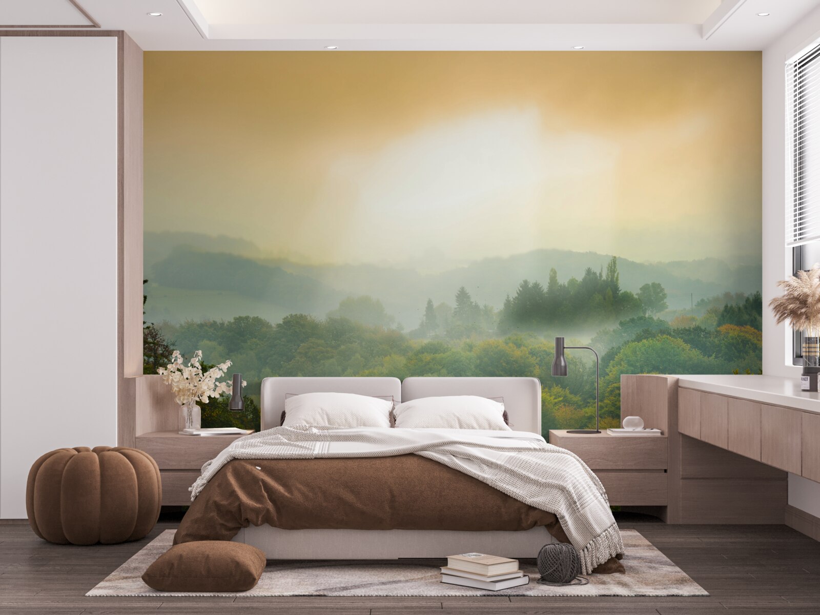 Fototapeta Nad zadymeným lesom začína svitať