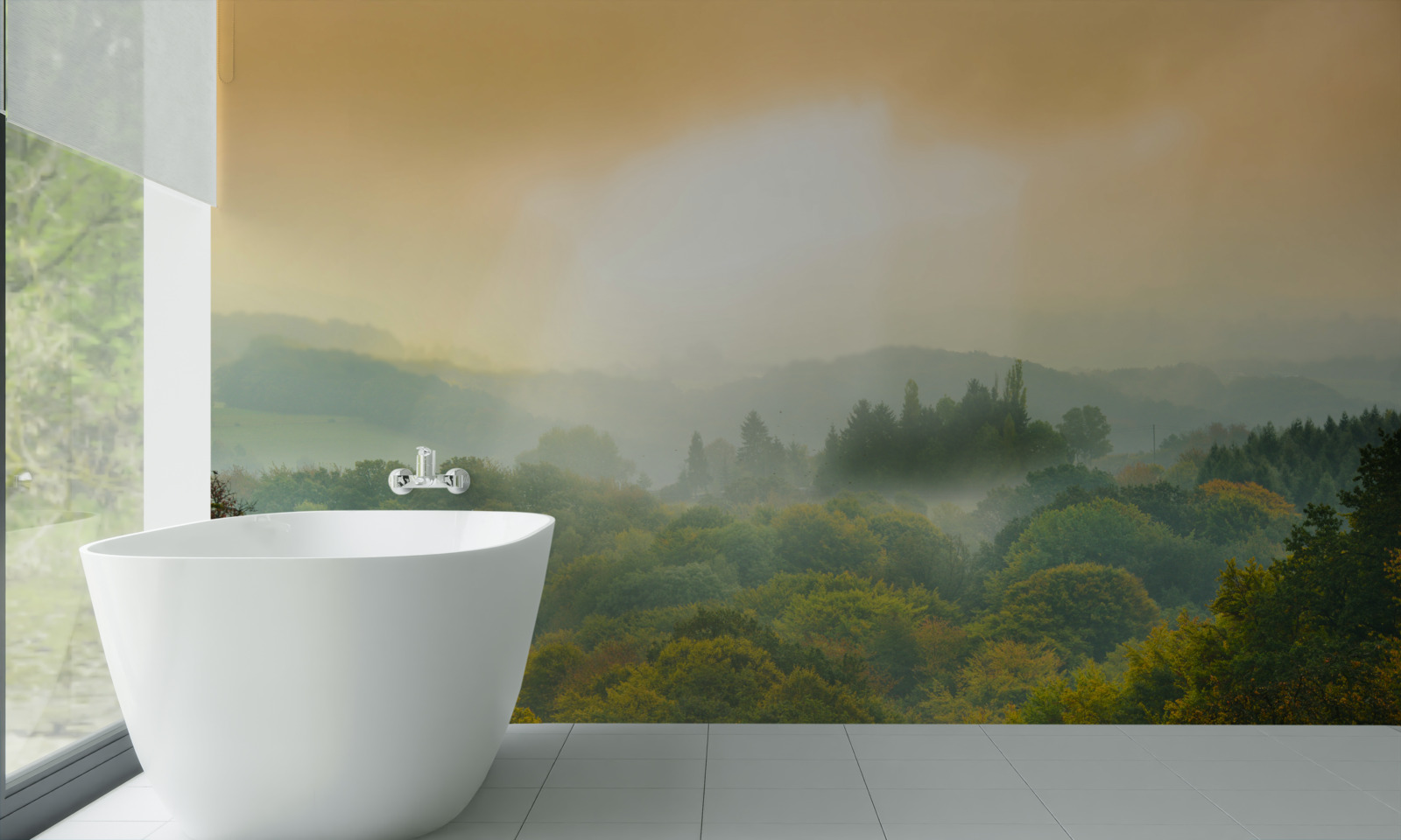 Fototapeta Nad zadymeným lesom začína svitať