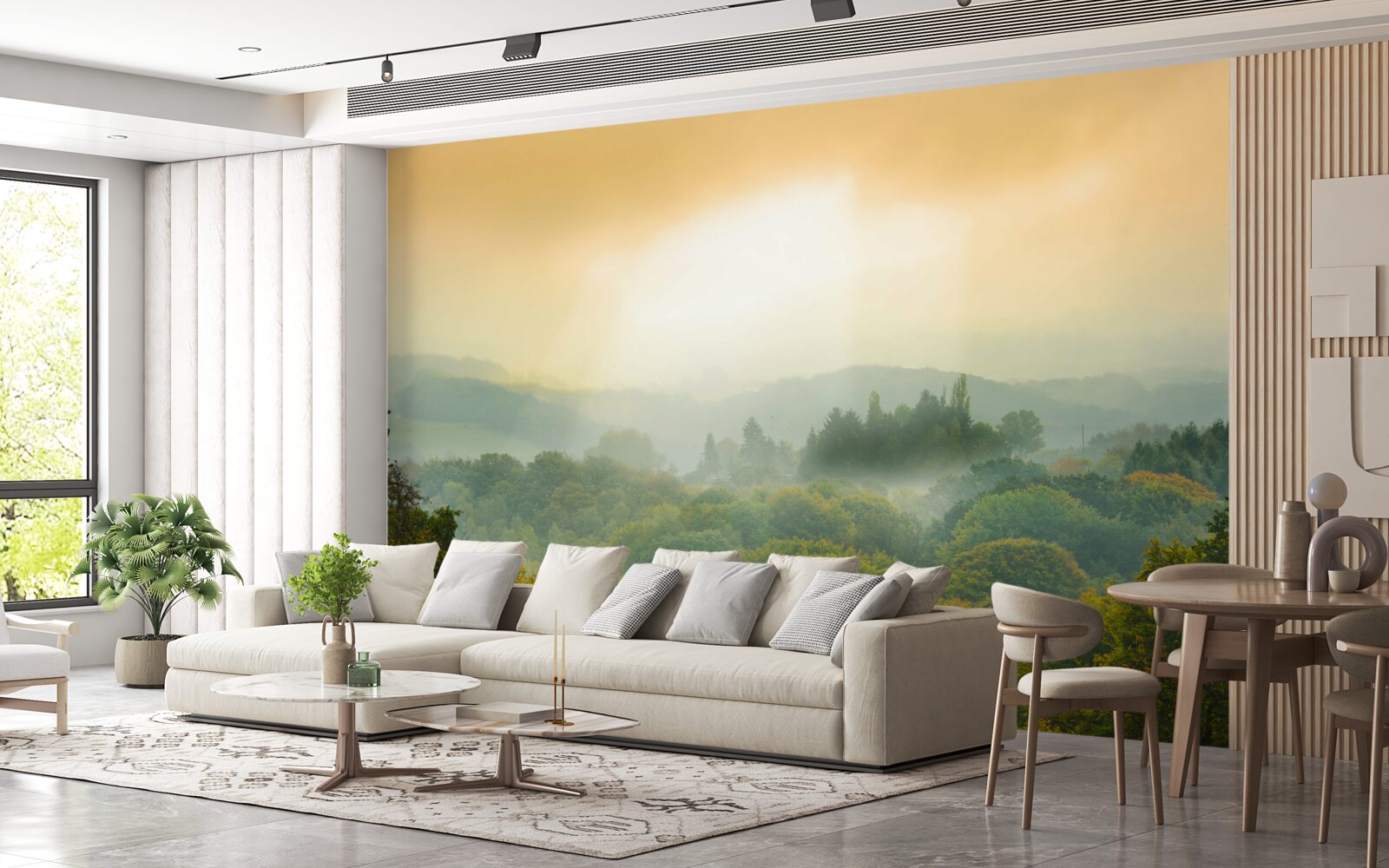 Fototapeta Nad zadymeným lesom začína svitať