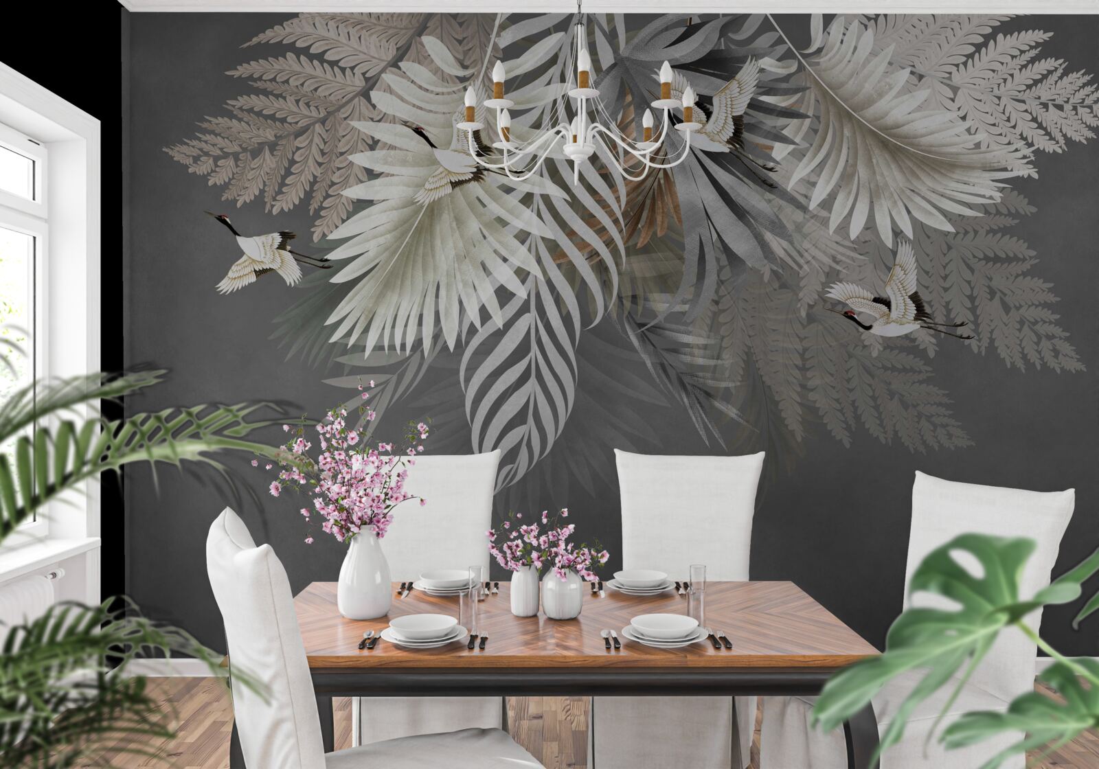 Fototapeta visiaca kytica listov z trópov