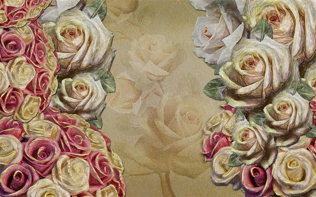 Fototapeta vintage kompozícia kombinuje biele a červené ruže