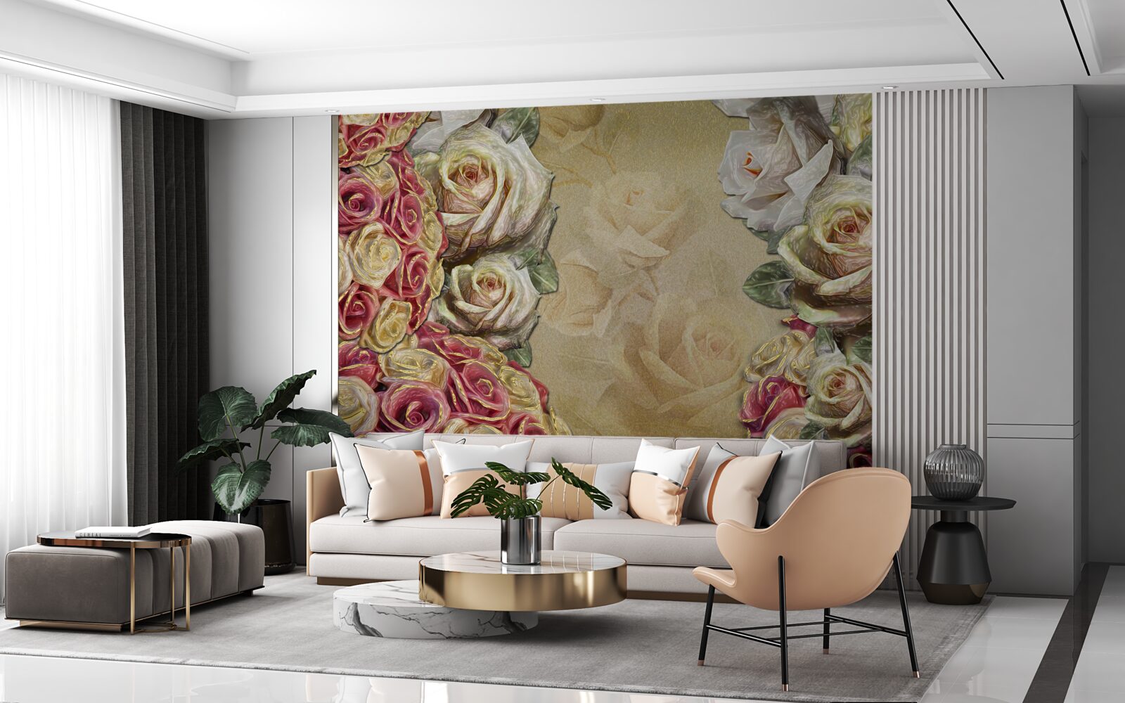 Fototapeta vintage kompozícia kombinuje biele a červené ruže