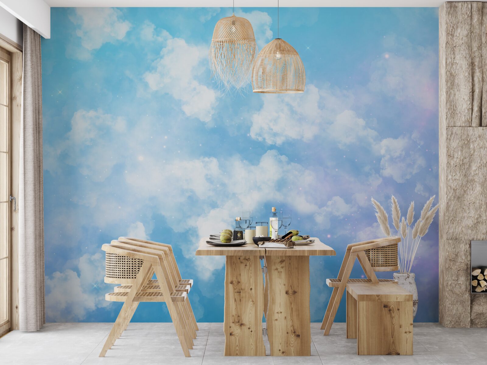 Fototapeta nebeská klenba, lahodiaca oku svojim jasom a snehobielymi oblakmi