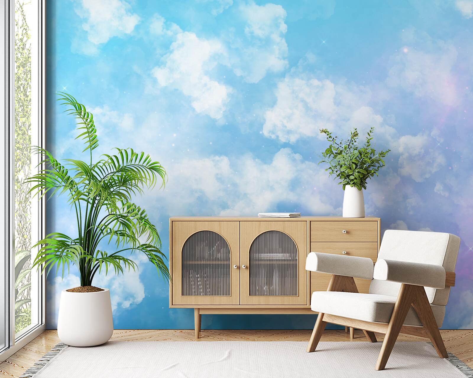 Fototapeta nebeská klenba, lahodiaca oku svojim jasom a snehobielymi oblakmi