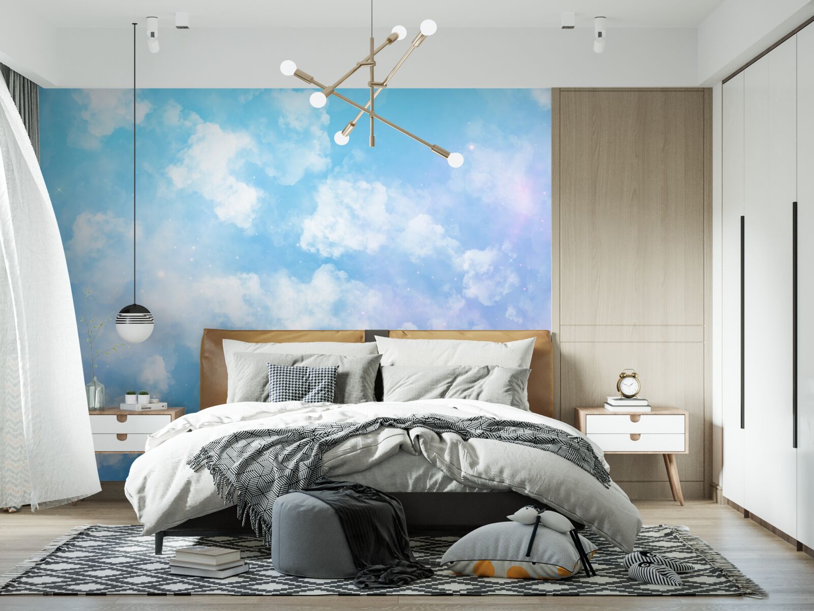 Fototapeta nebeská klenba, lahodiaca oku svojim jasom a snehobielymi oblakmi