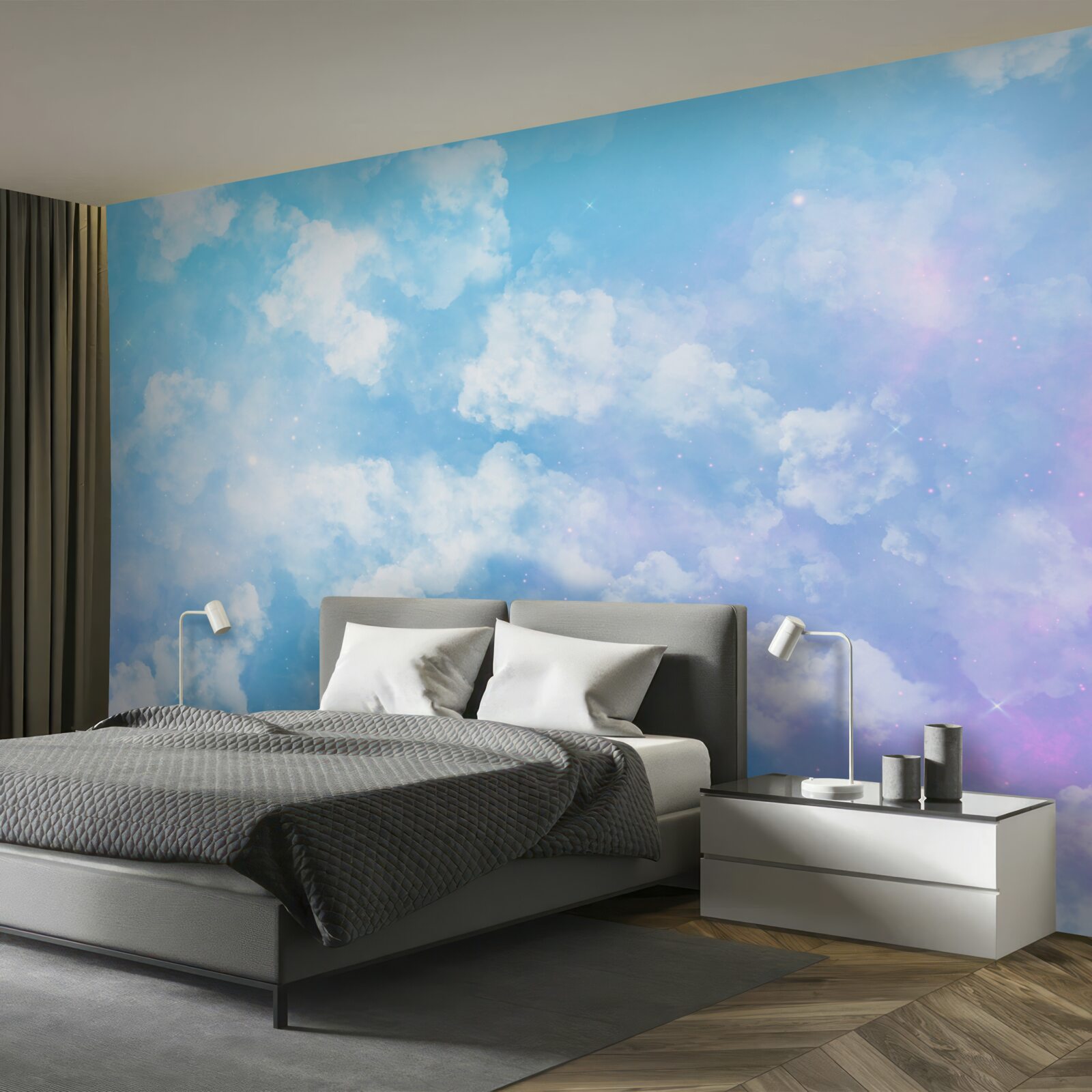 Fototapeta nebeská klenba, lahodiaca oku svojim jasom a snehobielymi oblakmi