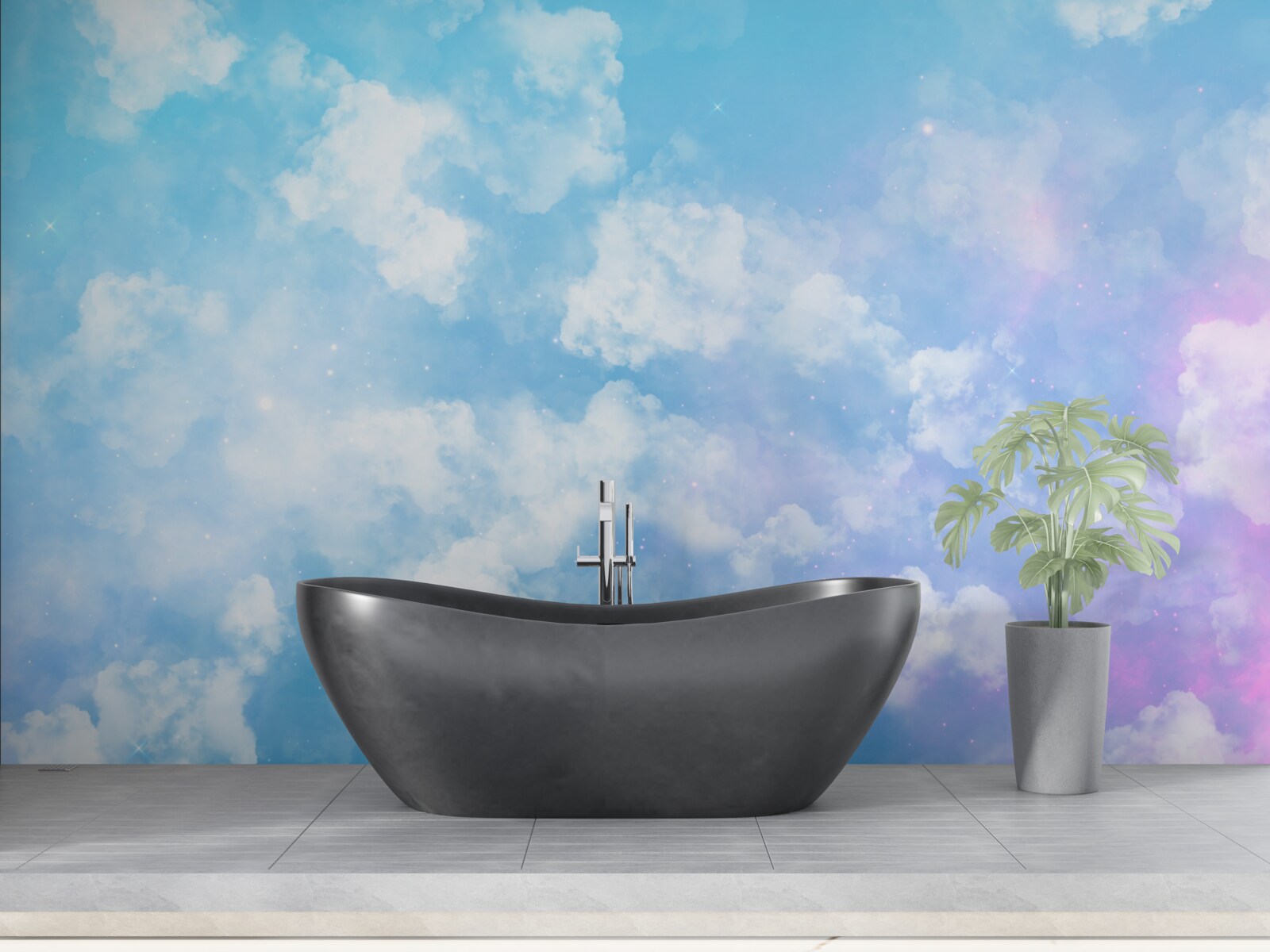 Fototapeta nebeská klenba, lahodiaca oku svojim jasom a snehobielymi oblakmi