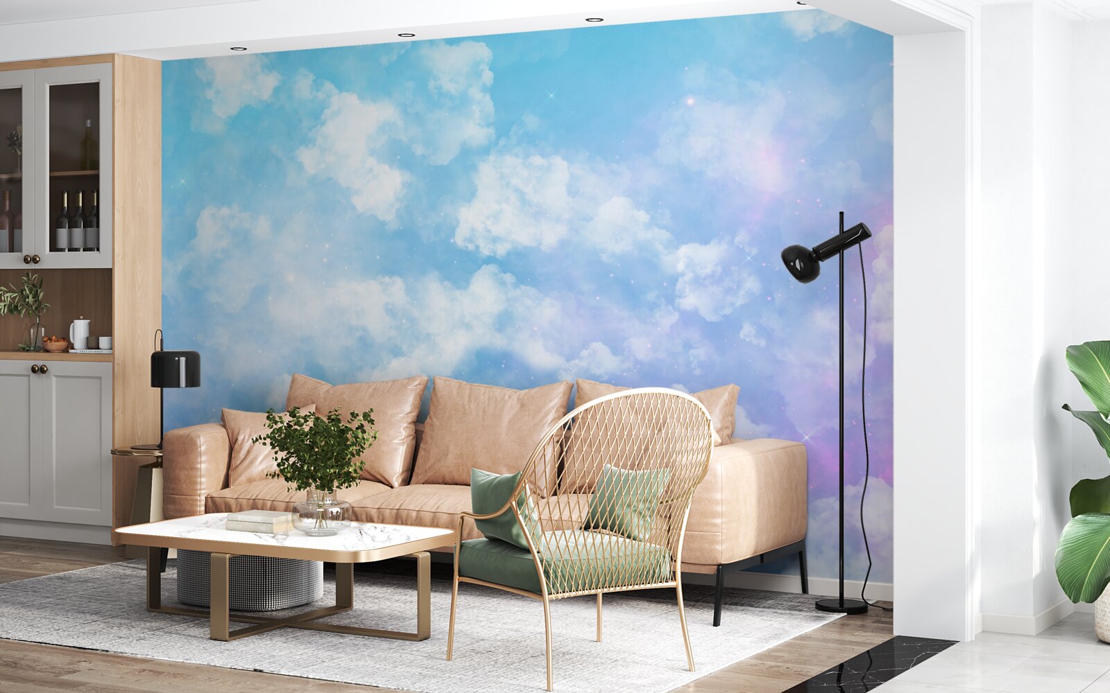 Fototapeta nebeská klenba, lahodiaca oku svojim jasom a snehobielymi oblakmi