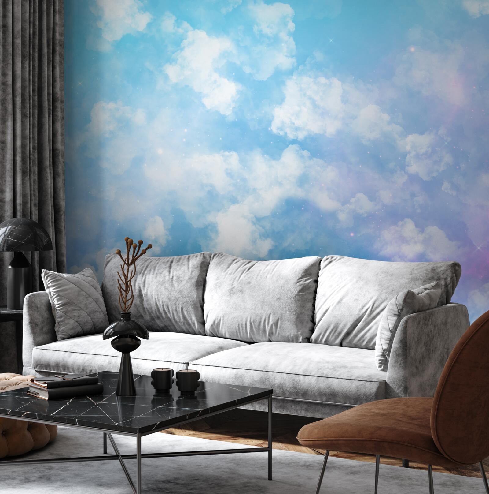 Fototapeta nebeská klenba, lahodiaca oku svojim jasom a snehobielymi oblakmi