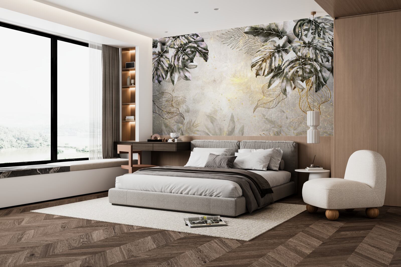 Fototapeta jesenná kompozícia zahŕňa veľké listy monstera