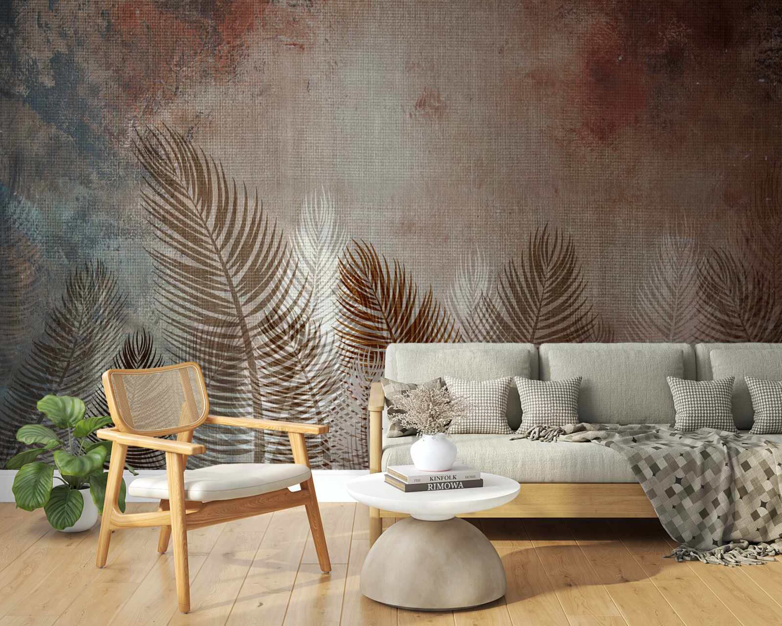 Fototapeta palmové listy v jesennej palete majú nadýchaný vzhľad