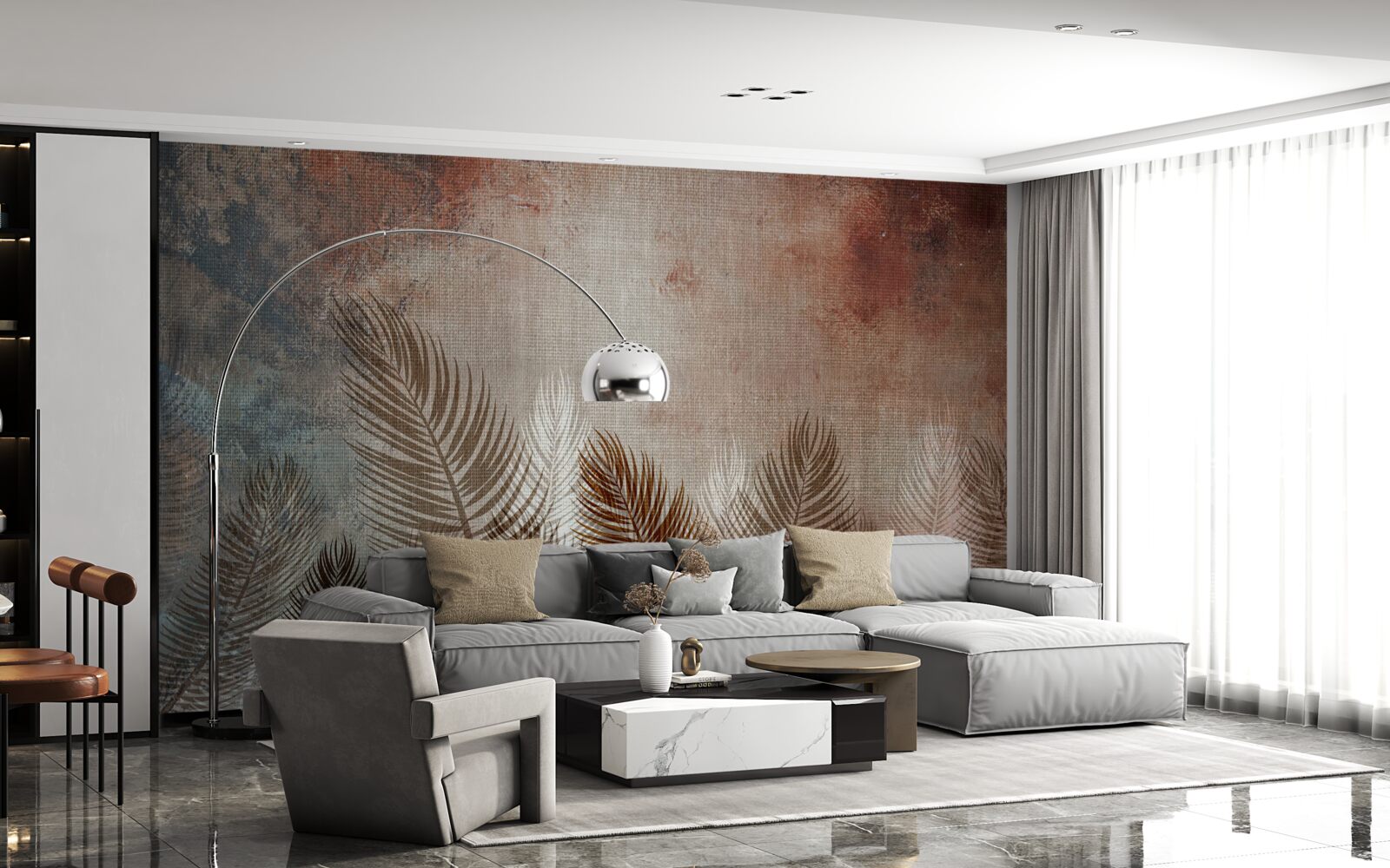 Fototapeta palmové listy v jesennej palete majú nadýchaný vzhľad