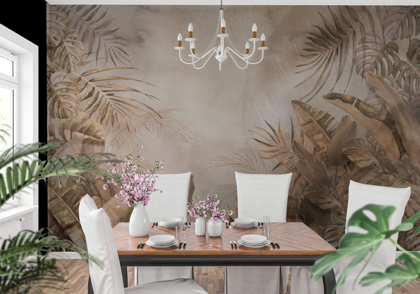 Fototapeta Monstera a palmy rastú v tropických lesoch