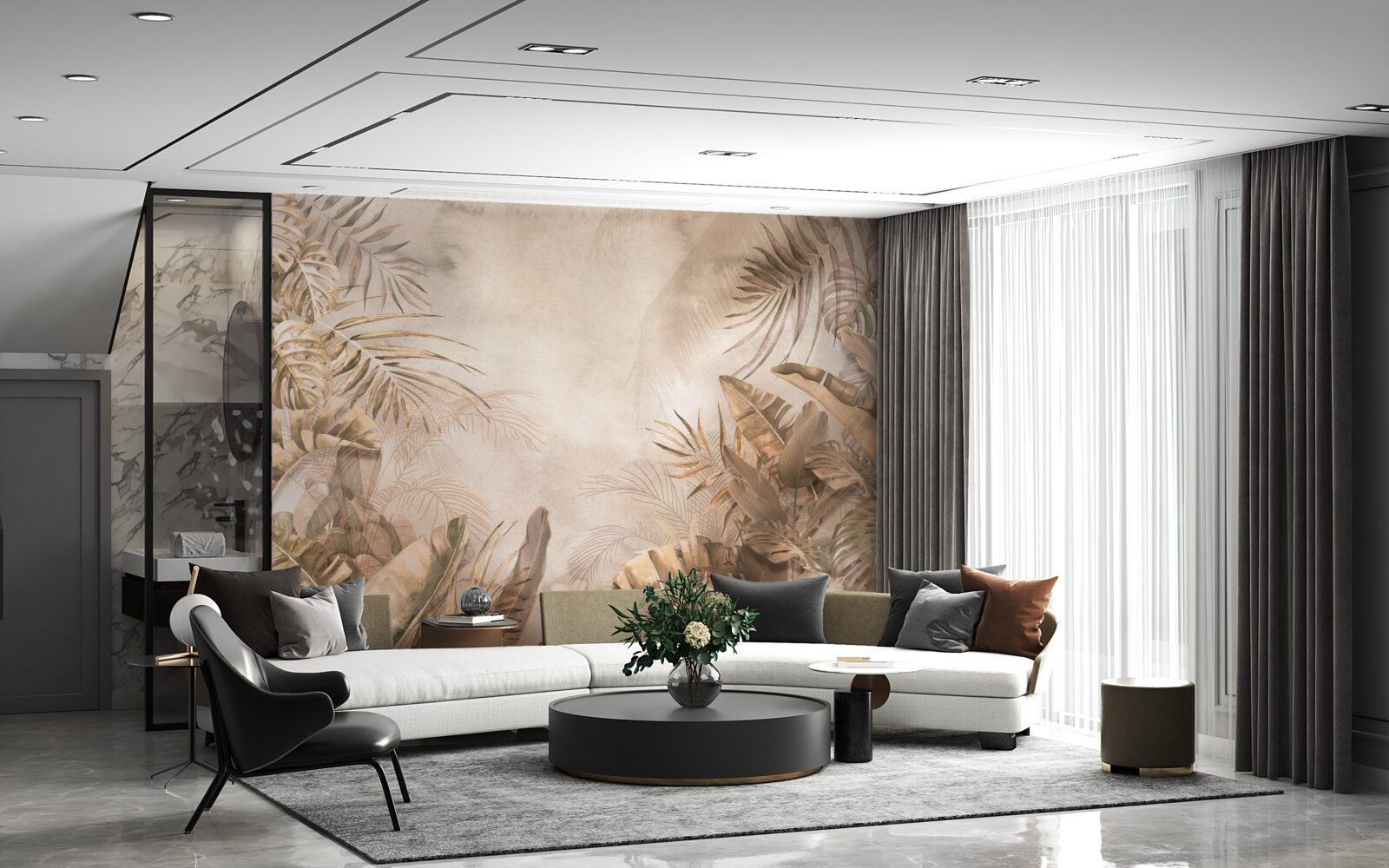 Fototapeta Monstera a palmy rastú v tropických lesoch