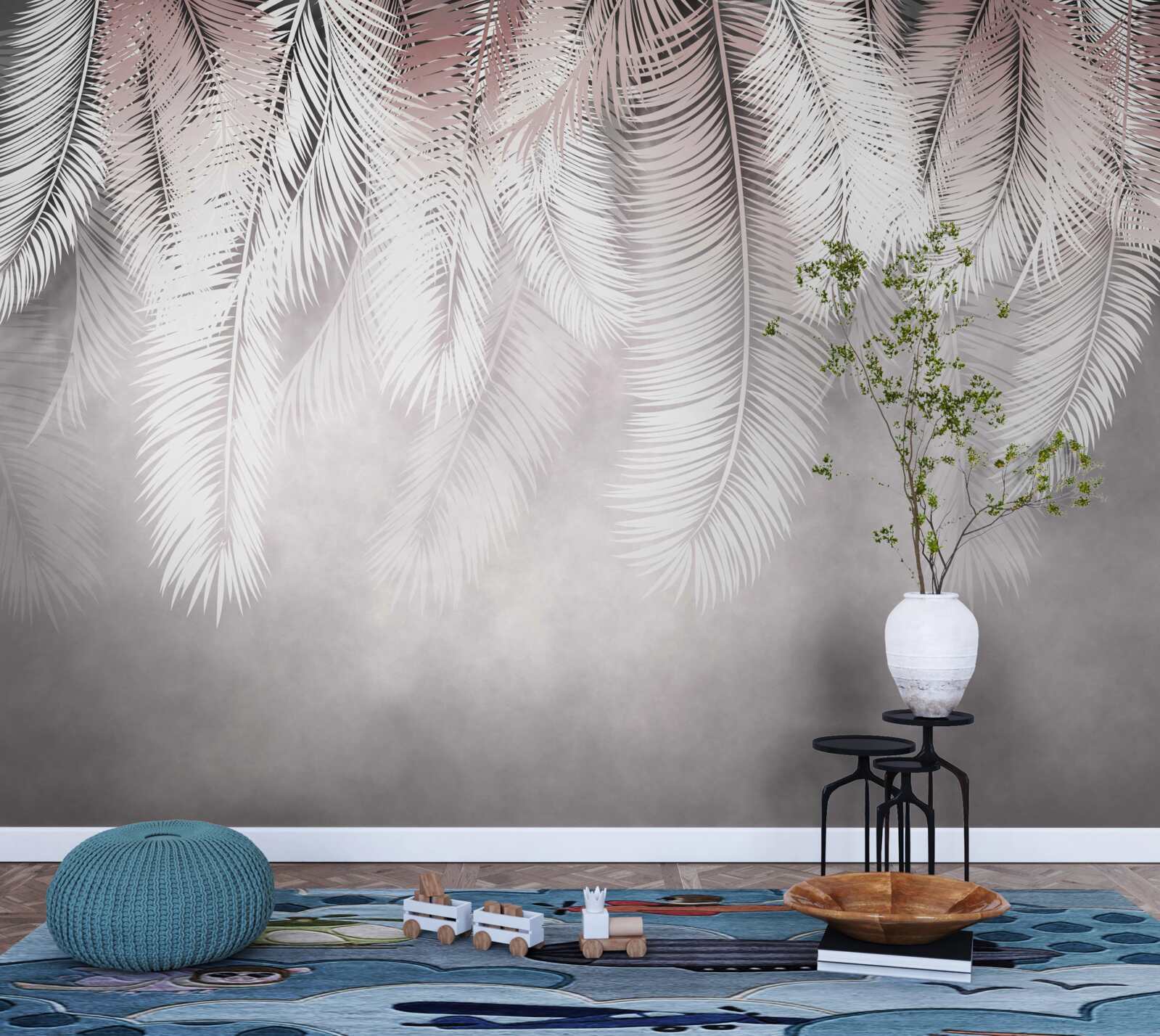 Fototapeta biele, nadýchané a svetlé palmové listy