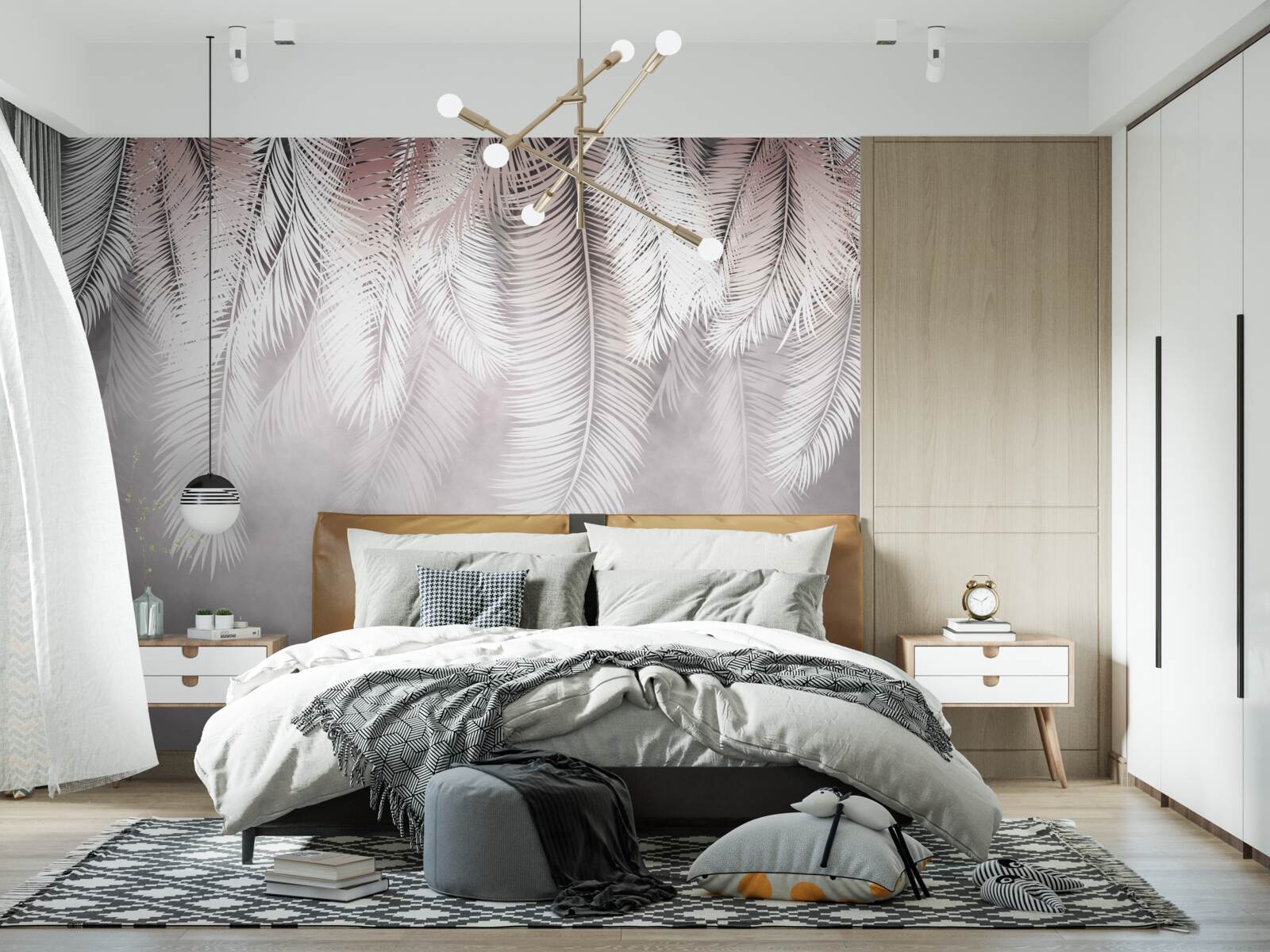 Fototapeta biele, nadýchané a svetlé palmové listy