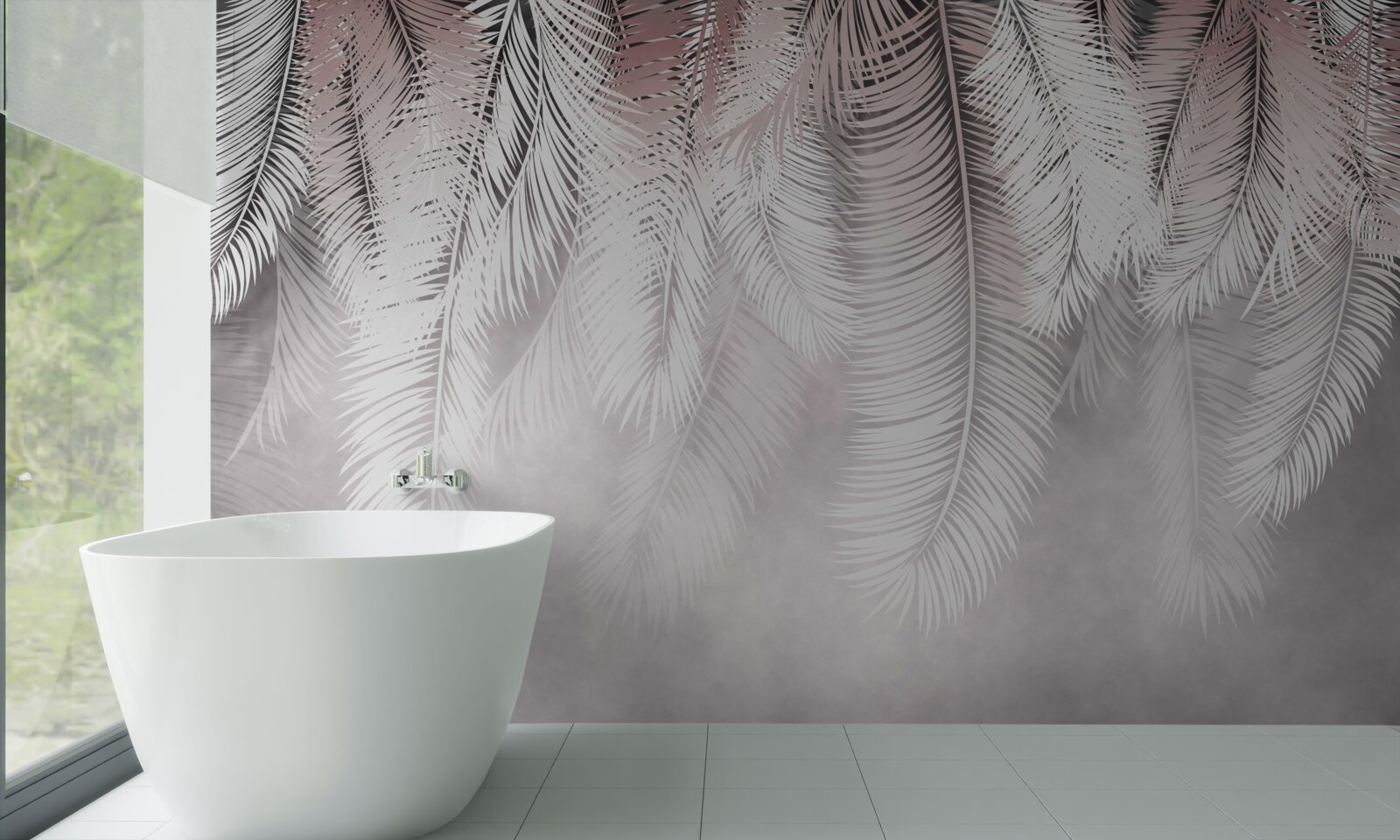 Fototapeta biele, nadýchané a svetlé palmové listy