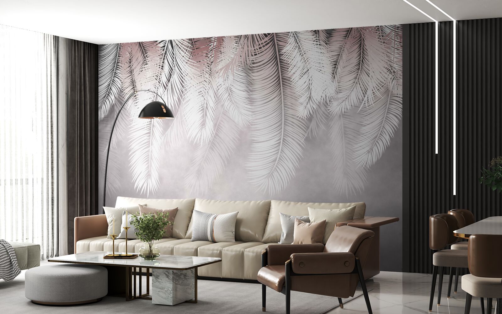 Fototapeta biele, nadýchané a svetlé palmové listy