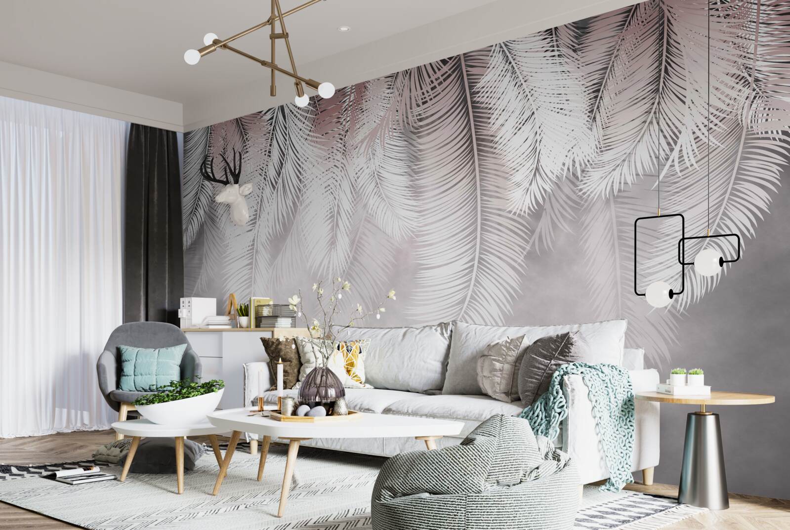 Fototapeta biele, nadýchané a svetlé palmové listy