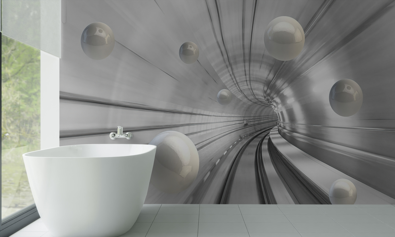 Fototapeta prechod snehovo bielych gúľ zavesených vo vzduchu