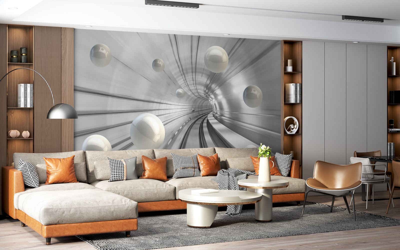 Fototapeta prechod snehovo bielych gúľ zavesených vo vzduchu