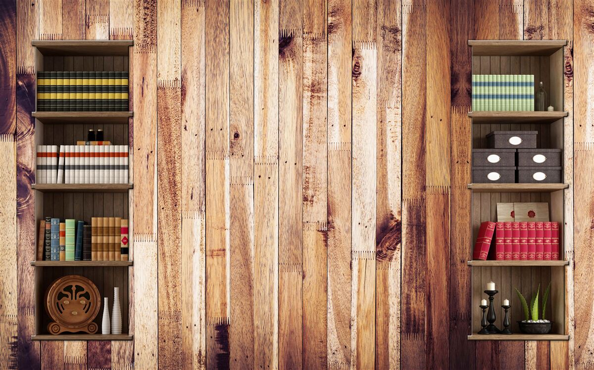 Fototapeta police s knihami na tanečnom parkete