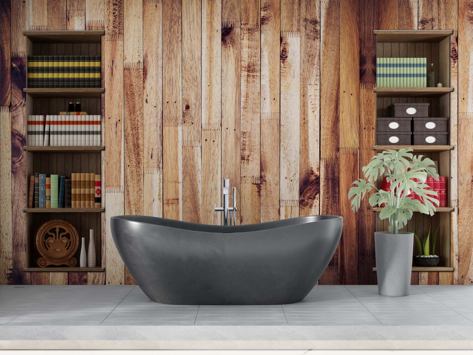 Fototapeta police s knihami na tanečnom parkete