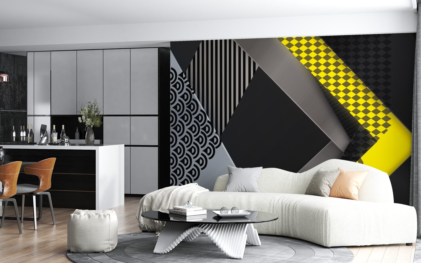 Fototapeta obdĺžniky v čiernej a žltej farbe