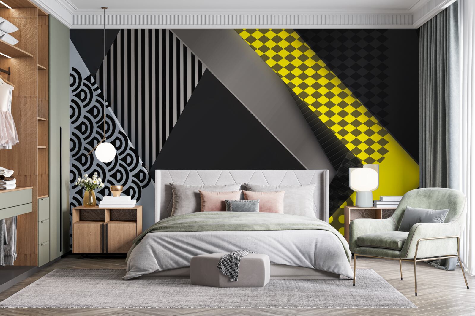 Fototapeta obdĺžniky v čiernej a žltej farbe