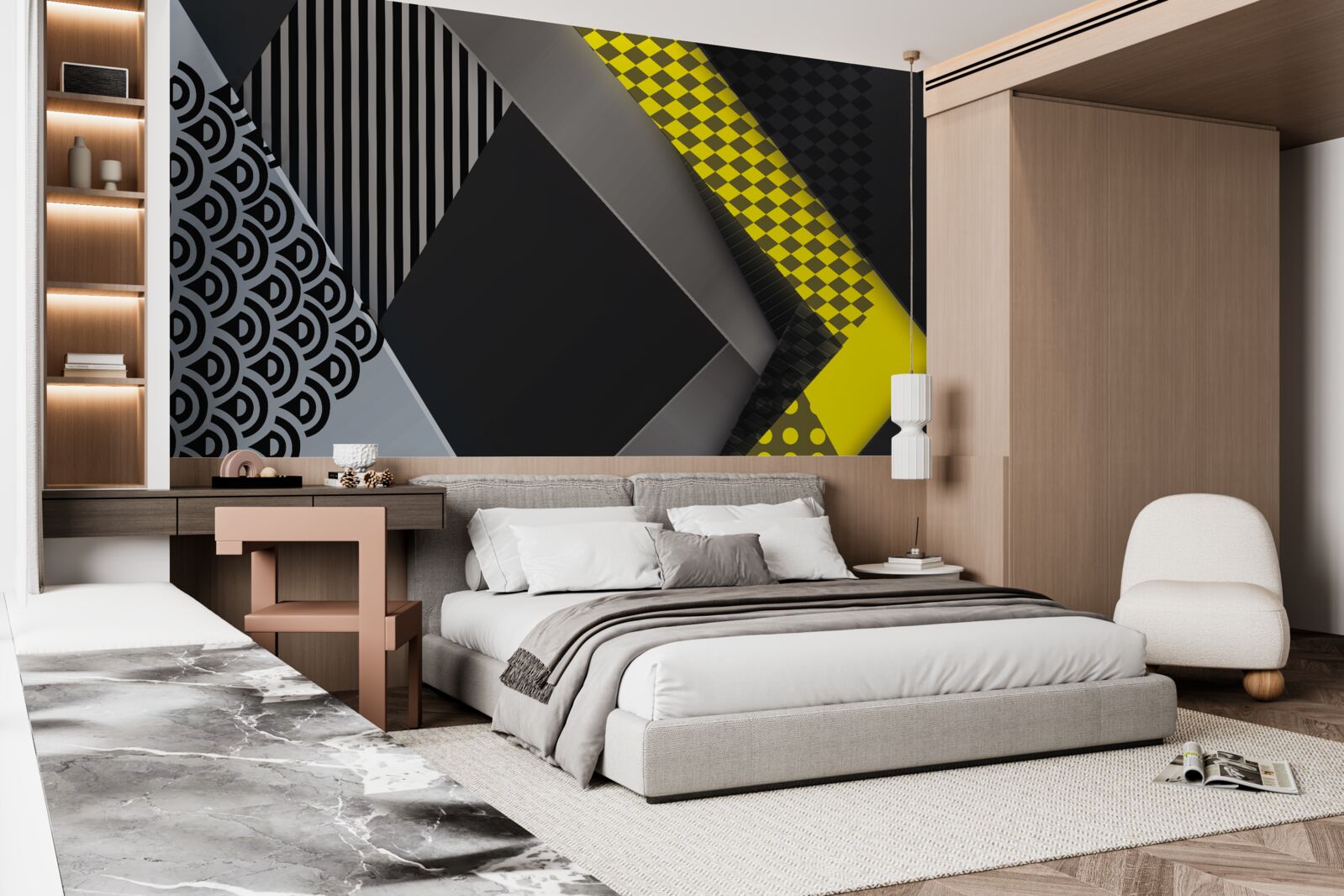 Fototapeta obdĺžniky v čiernej a žltej farbe