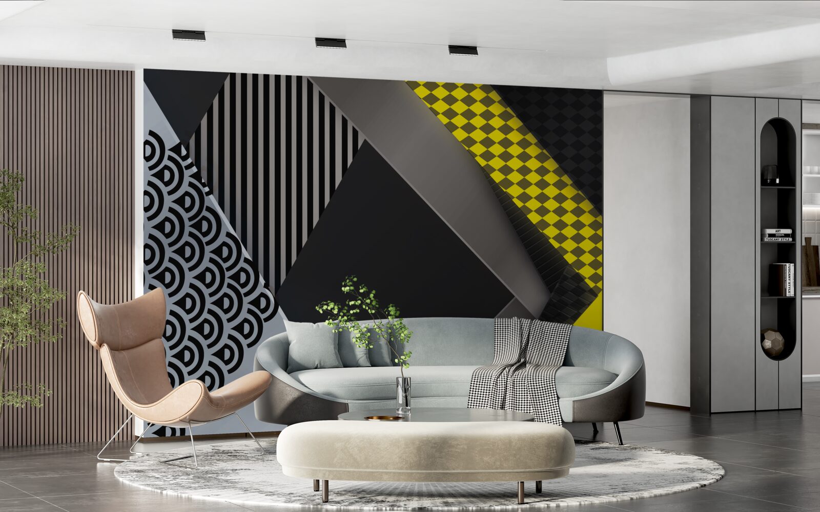 Fototapeta obdĺžniky v čiernej a žltej farbe