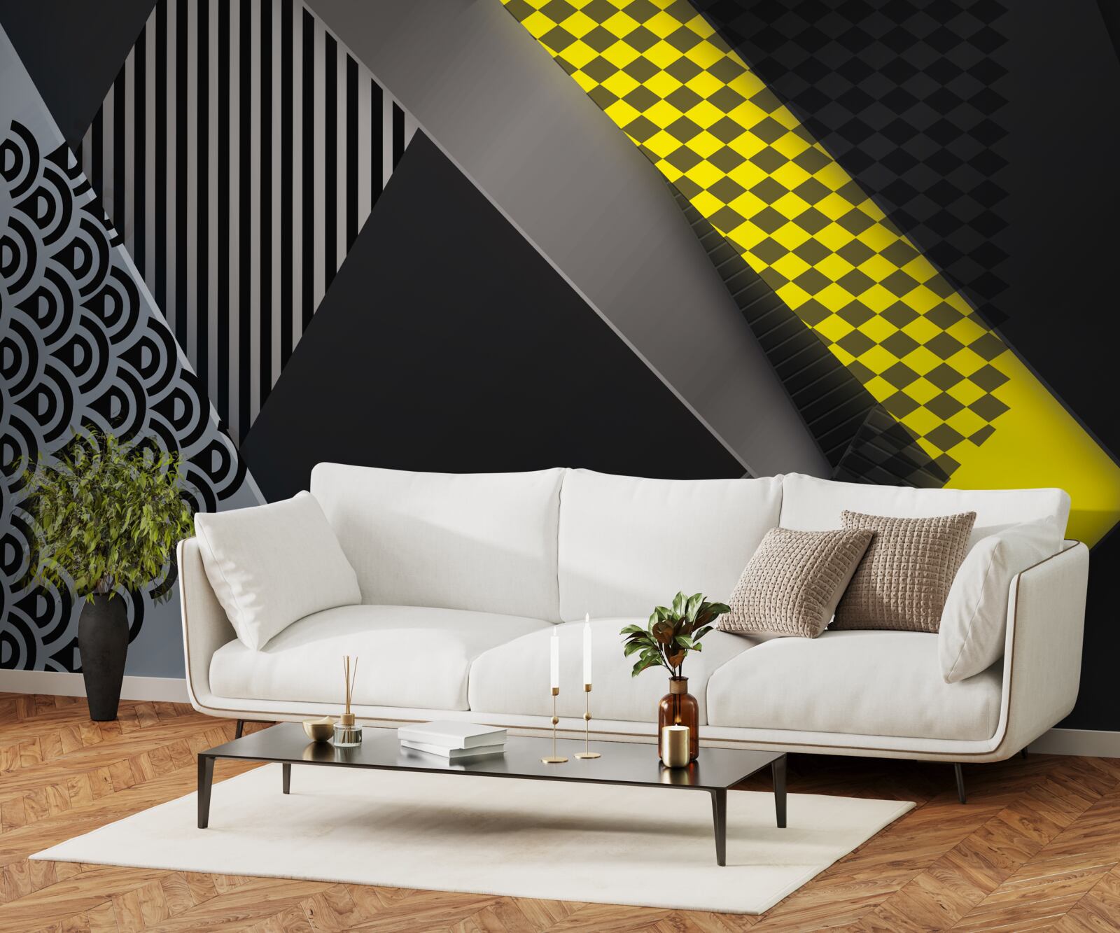 Fototapeta obdĺžniky v čiernej a žltej farbe