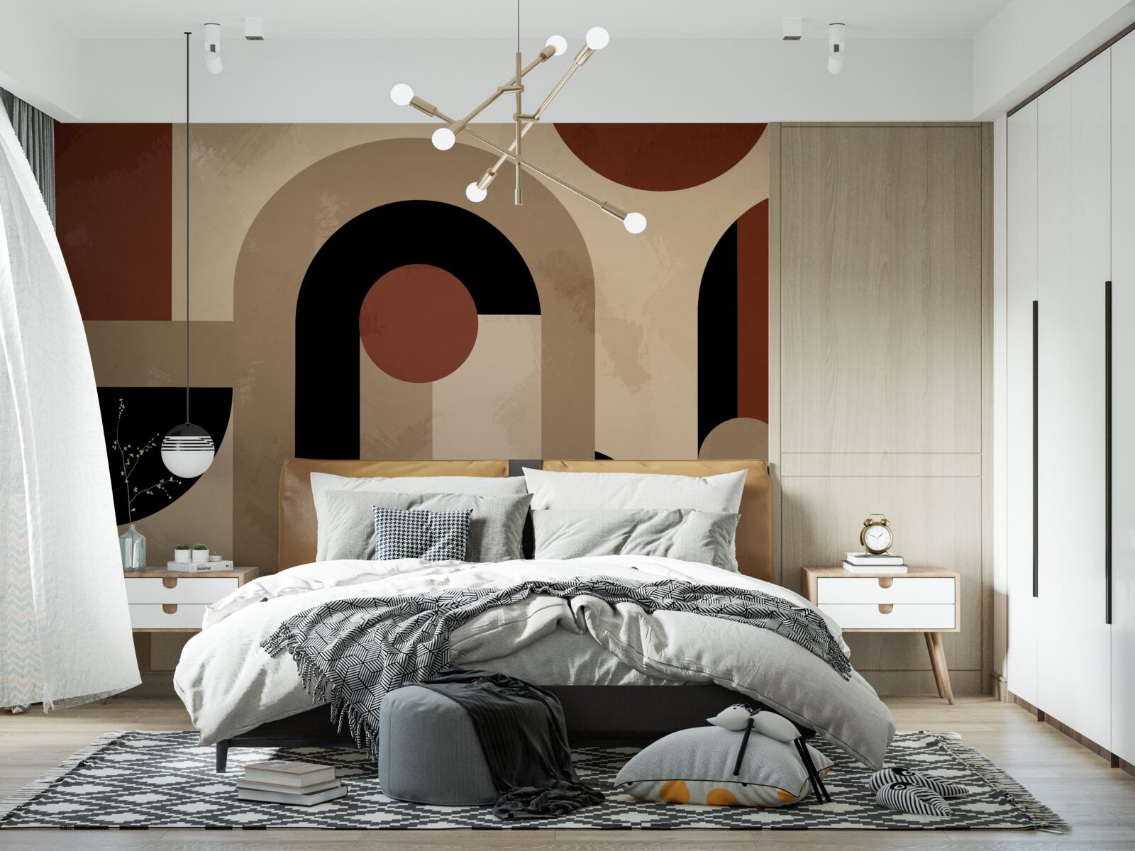 Fototapeta hnedé odtiene abstraktných tvarov