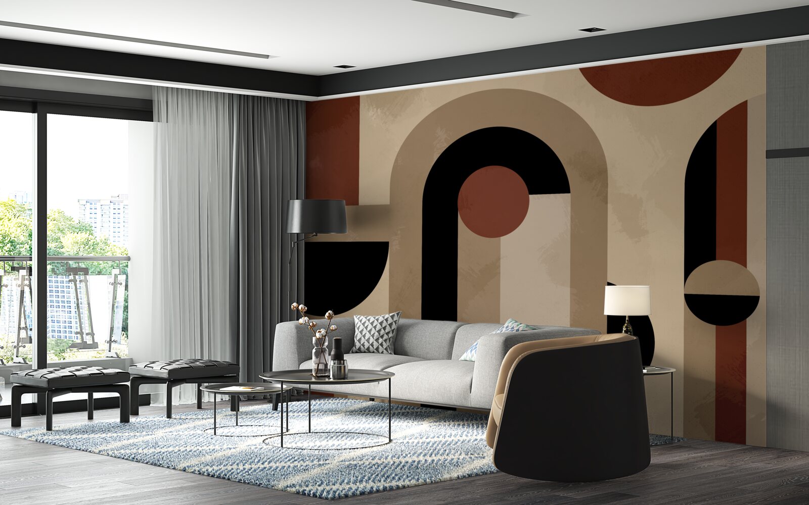 Fototapeta hnedé odtiene abstraktných tvarov