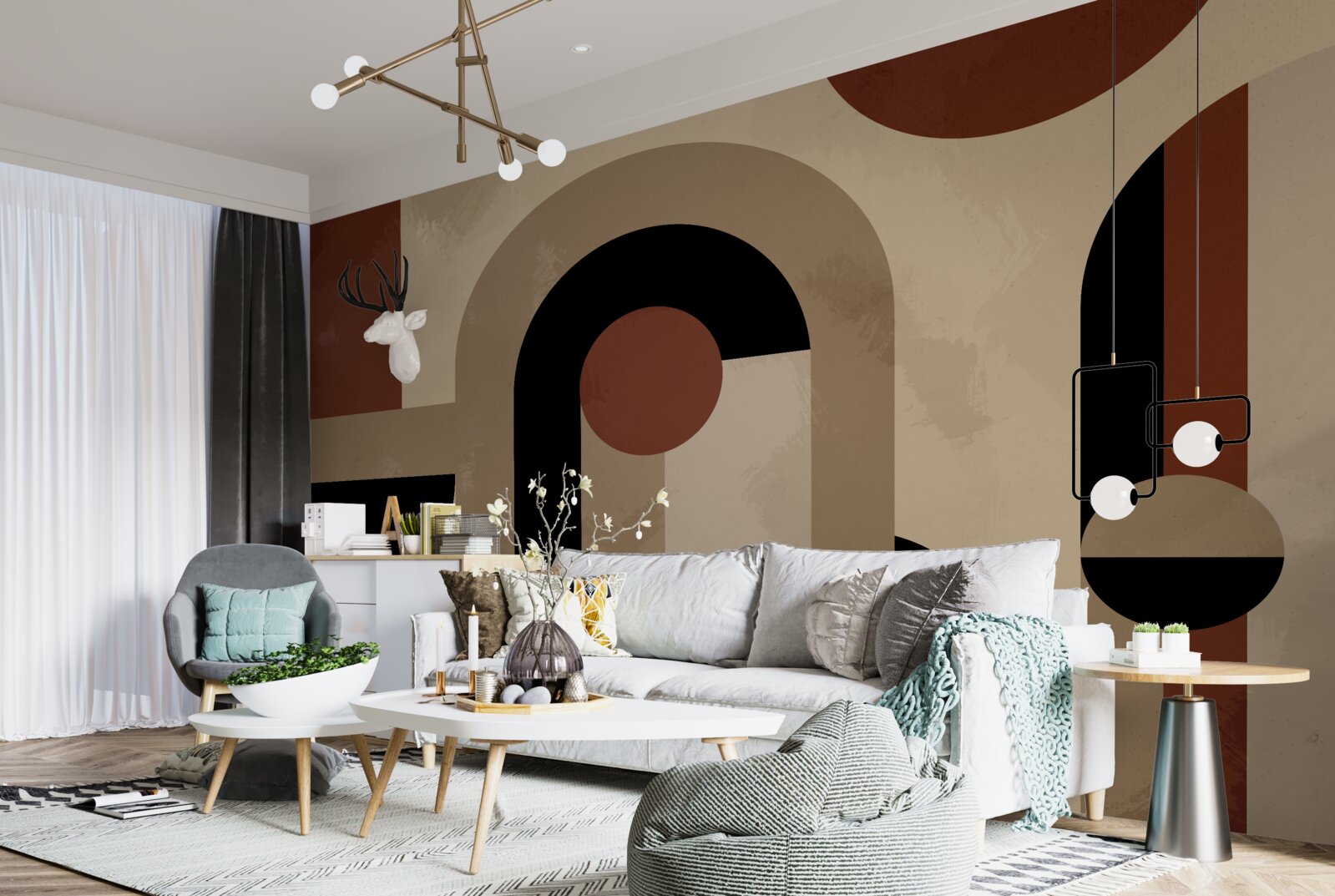 Fototapeta hnedé odtiene abstraktných tvarov