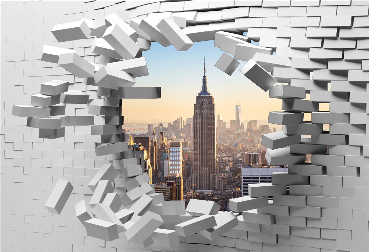 Fototapeta pri pohľade cez zničenú stenu Empire State Building