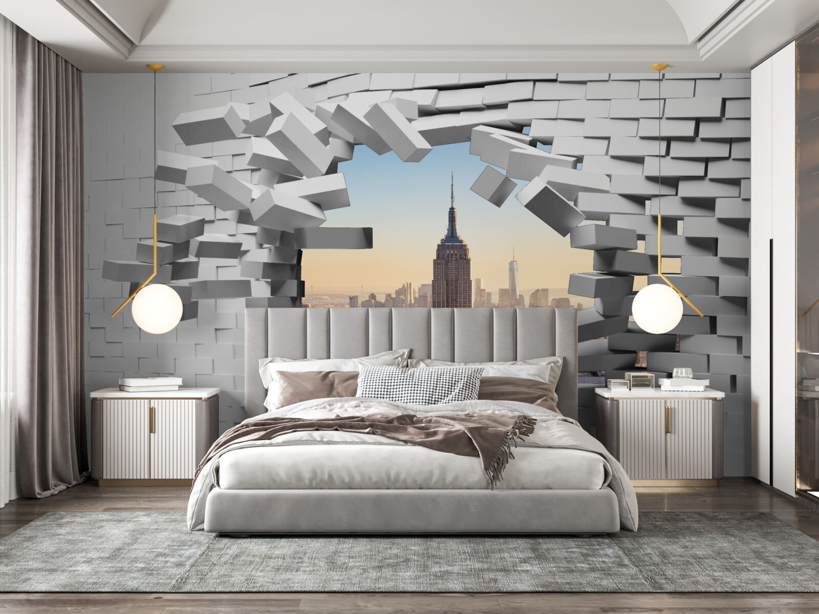 Fototapeta pri pohľade cez zničenú stenu Empire State Building