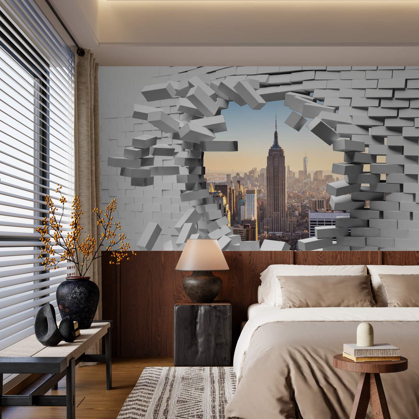 Fototapeta pri pohľade cez zničenú stenu Empire State Building