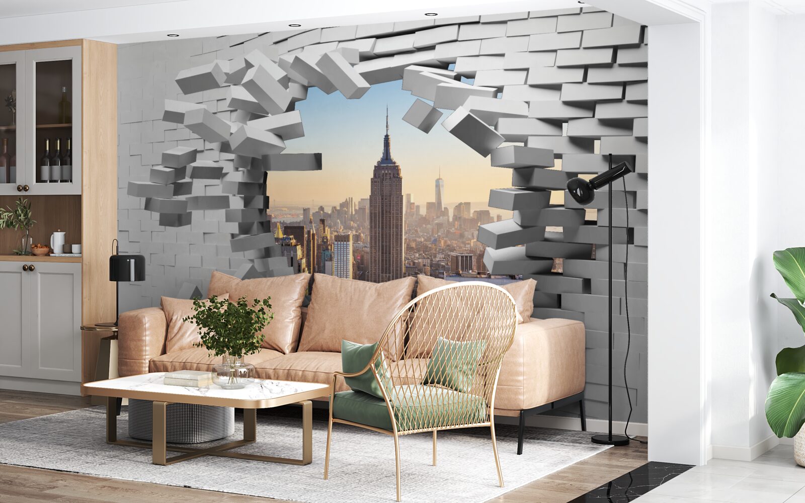 Fototapeta pri pohľade cez zničenú stenu Empire State Building