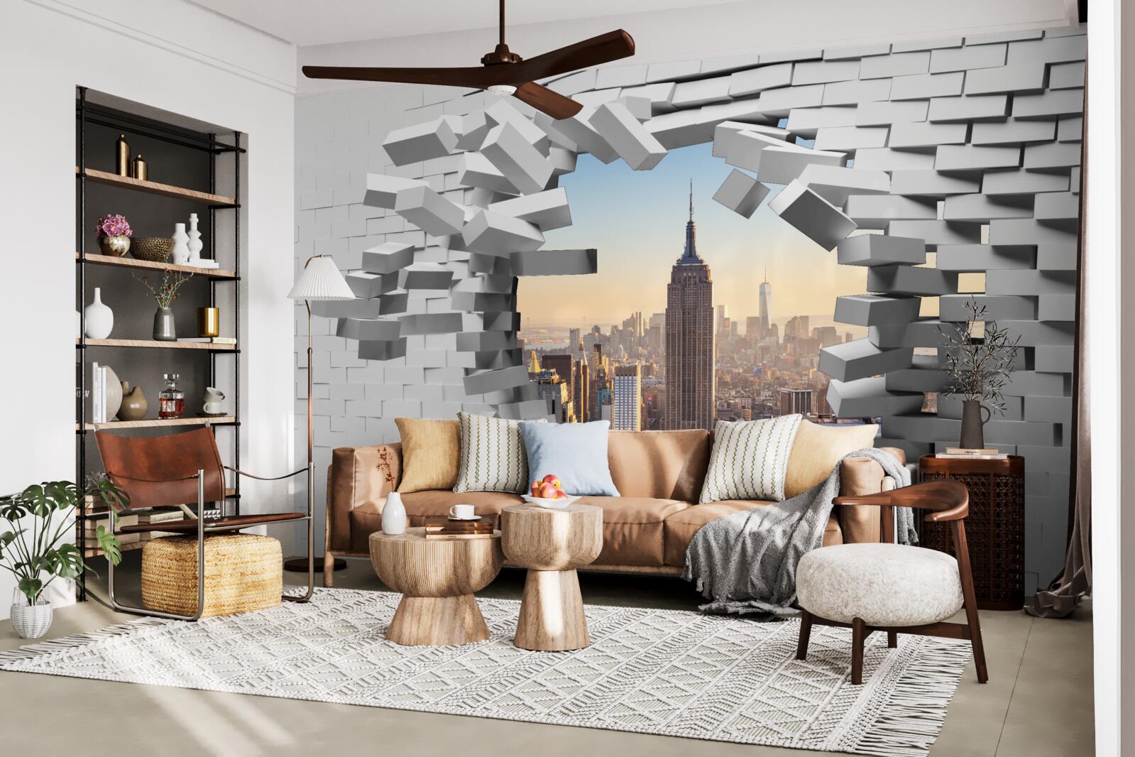 Fototapeta pri pohľade cez zničenú stenu Empire State Building