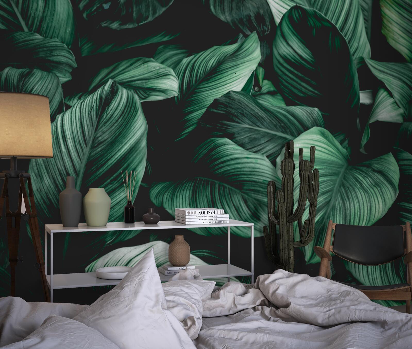 Fototapeta tmavozelené tropické listy