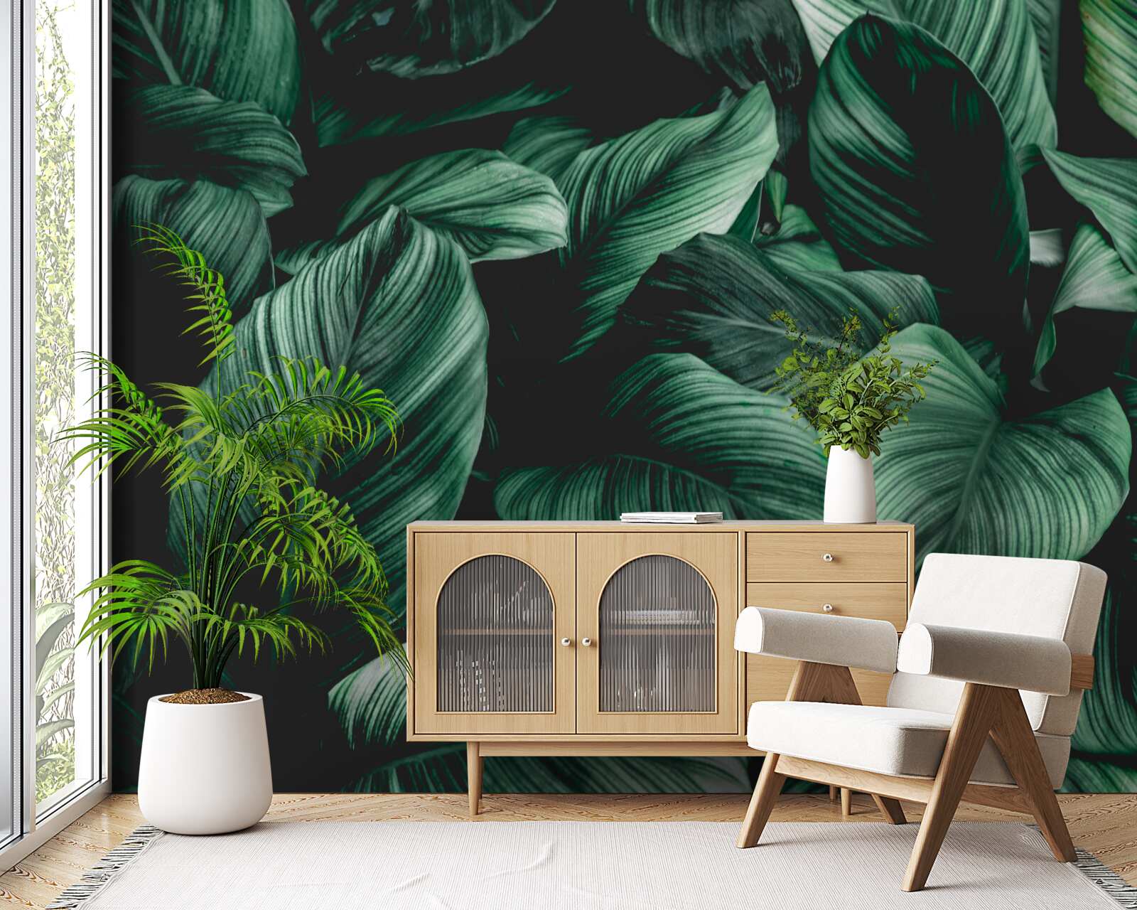 Fototapeta tmavozelené tropické listy